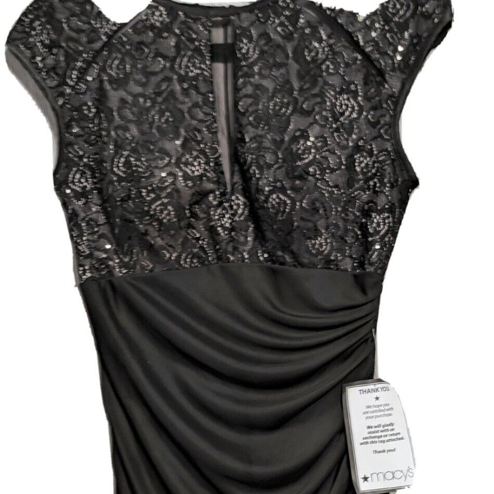 NEW MACY'S B&A Betsy and Adam Womens BLACK RUCHED COCKTAIL Party Dress size 10